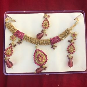NWT Indian Bollywood bridal stone studded choker set